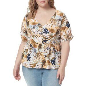 NWT Jessica Simpson Trendy Plus Petra Button-Front Top in Bay Breeze Sz. 1X